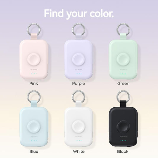 RORRY 5000mAh Keychain Power Bank with Built-in Cables for iPhone & Apple Watch
