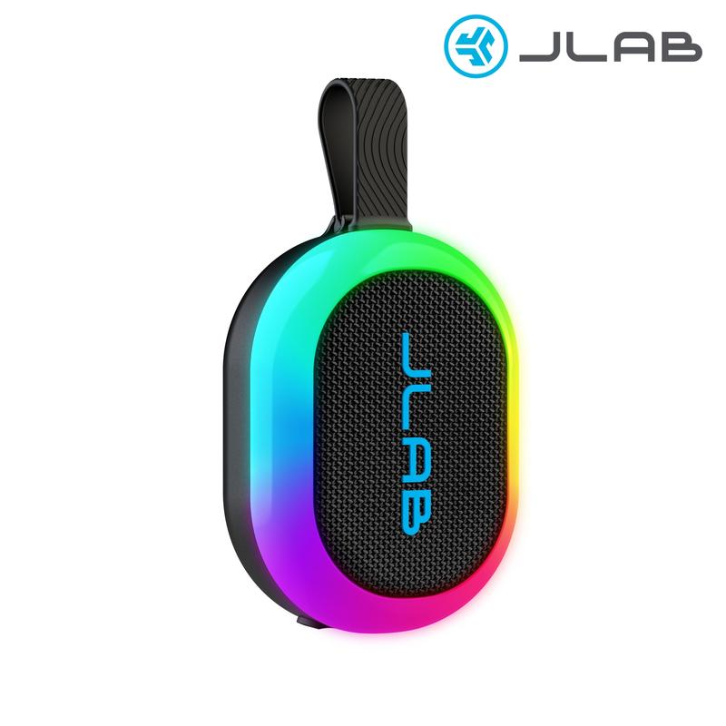 JLab Pop Party Portable Bluetooth Speaker, 5W, RGB Lighting, 8+H Playtime, IPX5 Splashproof, USB-C